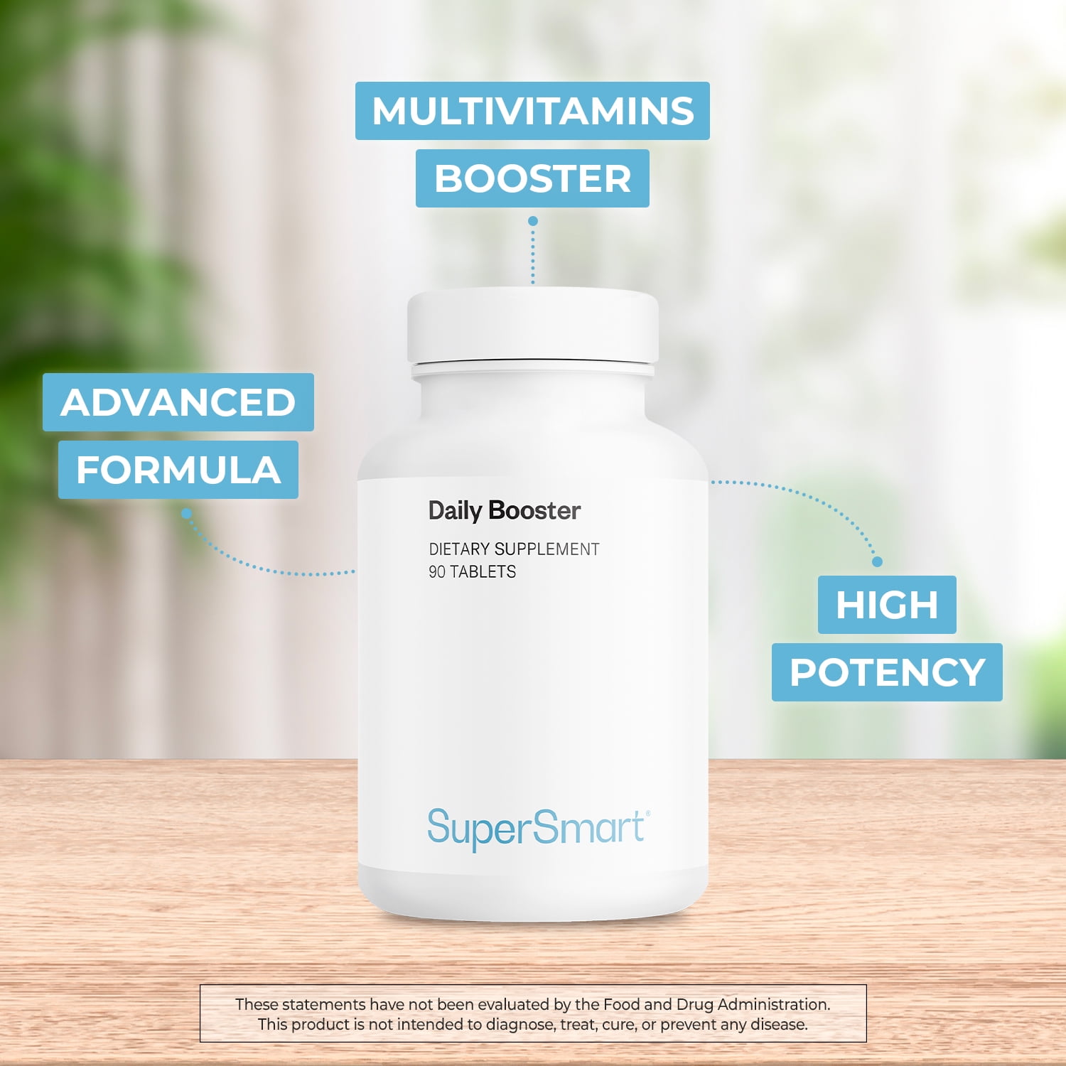 SuperSmart Daily Booster (Advanced Formula) - with PQQ, OPCs, Quercetin, Acetyl L-Carnitine, R-Lipoic Acid - Boost for Multivitamin Supplement | Non-GMO & Gluten Free - 90 Tablets