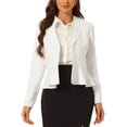 thumbnail image 1 of Blazer corto de trabajo INSPIRE CHIC para mujer con cuello de solapa, manga larga, volantes, chaqueta casual de oficina XL blanca, 1 of 6