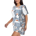 thumbnail image 2 of Fuzoiu Happy Snowmen Snowfall Print Women's Short-Sleeved Pajama Set,Lounge Sleepwear Set,Womens Pajama Sets 2 Piece,Button-Up Top and Shorts with Pockets-X-Large, 2 of 7