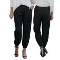 thumbnail image 1 of TRKIYQC Pantalones largos de cintura alta para mujer, pantalones con banda en el tobillo con cordón, negro beige TRKIYQC  moda, 1 of 7