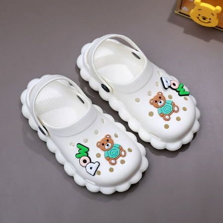 

JIAGEYA Boys Girls Clogs With Cartoon Bear Charm Summer Comfy Lightweight Hollow Out Sandals For Toddler Newborn Infant Spring And Summer