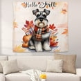 thumbnail image 2 of Hello Fall Schnauzer Scarf Welcome Autumn with Leaves Pumpkins Tapestry Miniature Schnauzer Dog Lover Wall Hanging Backdrop Home Decor - 00011, 2 of 5