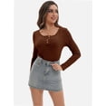 thumbnail image 3 of Womens Long Sleeve Shirts Casual Fall Fashion Clothes Tops Basic Ribbed Knit T Shirts, 3 of 6