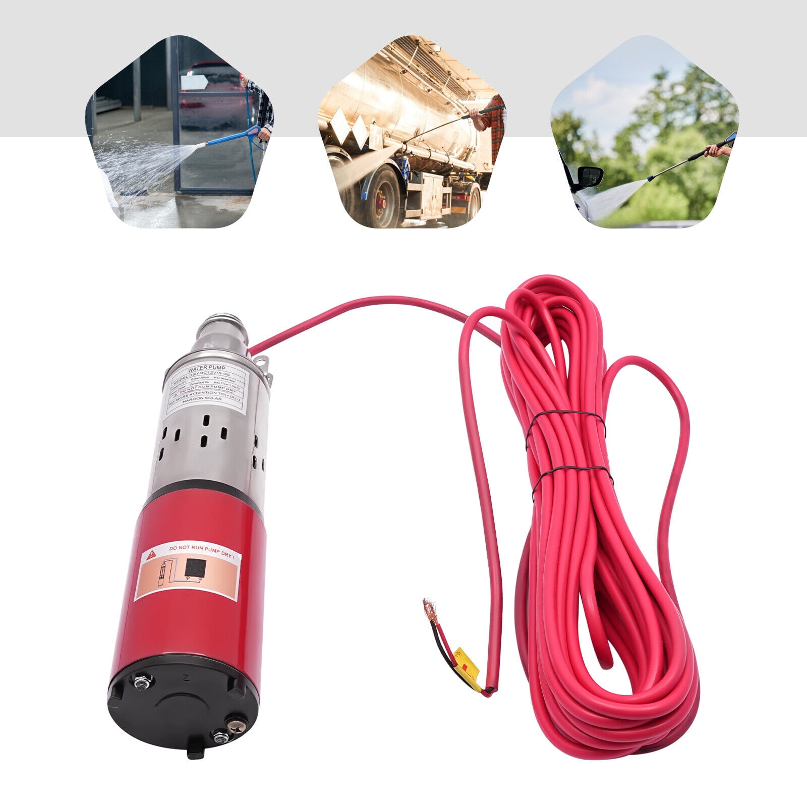 Solar Submersible Pump Deep Well Water DC Pump Kit Stainless Steel 12V 1500L/H