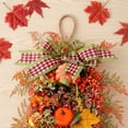 thumbnail image 5 of Artificial Fall Wreaths for Front Door,Autumn Wreath with Pumpkin and Maple Leaves Thanksgiving Artificial Flowers Wreath，Fall Decorations for Home Front Porch Yard Window Farmhouse Decor, 5 of 7