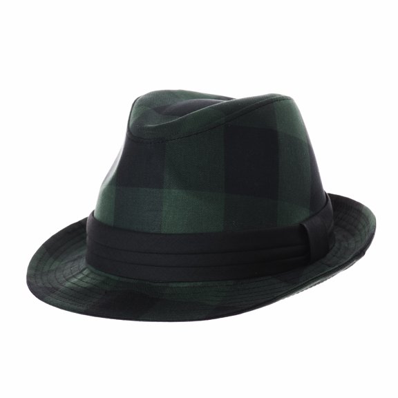 WITHMOONS Fedora Hat Glen Tartan Plaid Check Pttern DW6681 (Green, M)