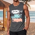 thumbnail image 3 of Beach Tank Tops for Men Sun Salt Sand Graphic Casual Crewneck Sleeveless Shirt Hawaii Tropical Vacation Tops, 3 of 5