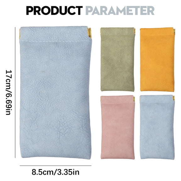 Clearance Under $1.49! 1PC Leather Storage Bag, Personalized Zippered Pouch for Glasses & Cosmetics, PU, for Travel & Daily Use, (One Size, Green)