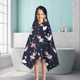 thumbnail image 6 of Dark Blue Ballerina Princess Pattern Hooded Bath Towel，50"x30" for Ages 3 To 12 Kids, Quick Dry Lightweight Soft Microfiber Hood Beach Towel Cover Up for Kids, 6 of 7