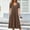Brown, variant on Short Sleeve Dresses for Women Summer Pleated V Neck Midi Dress Solid A-Line Flowy Vacation Dresses with Pockets Brown L