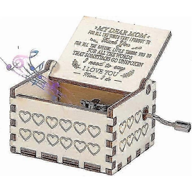 Mum Birthday Gifts, Hand Crank Wood Music Box You Are My Sunshine, Vintage Engraving Wooden Music Box Gifts Mother/Father