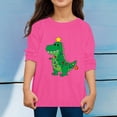 thumbnail image 2 of Ulitacool Tops For Girls Christmas Long Sleeve Dinosaur Pattern O Neck Xmas Tee 4-5 Years Hot Pink, 2 of 4
