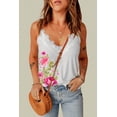 thumbnail image 3 of ABPHQTO Camiseta de tirantes de espagueti de patchwork de encaje con estampado floral blanco para mujer, 3 of 5