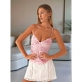 thumbnail image 2 of Women Sequin - Top Rhinestone Sparkle Sleeveless V Neck Camisole Open Back Summer Crop Top Party Clubwear Pink L, 2 of 4