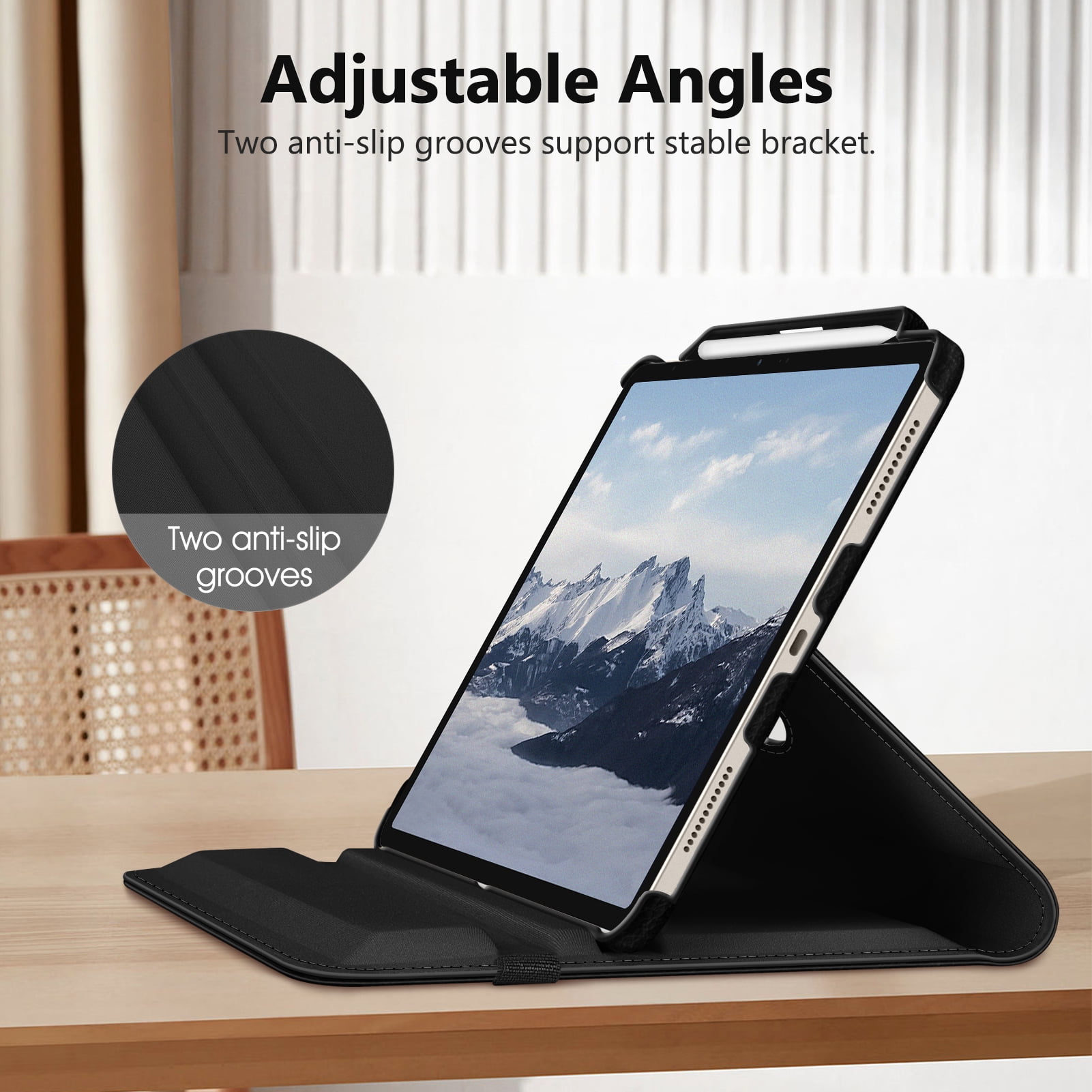 Fintie Rotating Case for iPad Air 13-inch (M4) 2026, (M3) 2025, (M2) 2024 - 360 Degree Rotating Protective Stand Cover with Pencil Holder, Black
