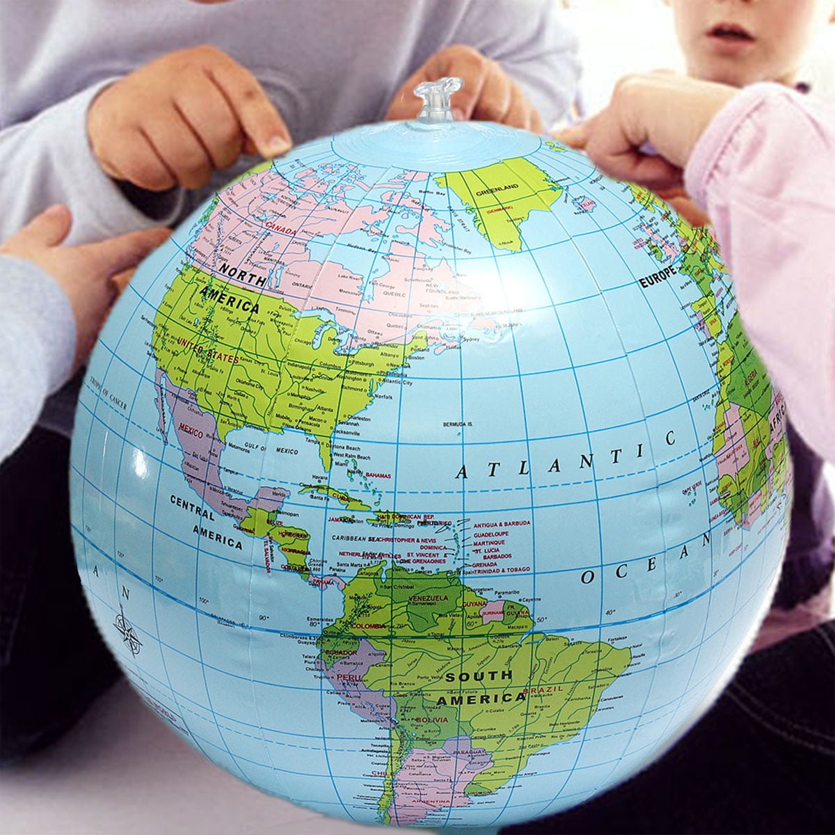 Inflatable Globe Transparent Colorful World Map Earth Educational Geography Toy 