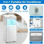 Costway 5000 BTU 8000 BTU ASHRAE مكيف هواء محمول 3 في 1 مبرد هواء مع مزيل الرطوبة ووضع المروحة أبيض
