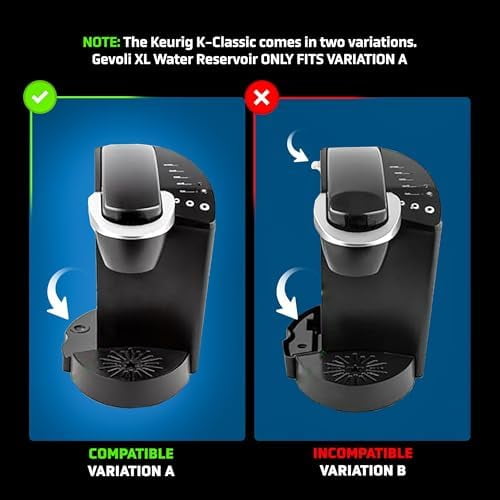 XL Replacement Water Reservoir for Keurig K-Classic Coffee Maker [!Check Image 2 for Compatibility!] Extra Large 114 Ounce Tank for K50 / K55 Single Serve K-Cup Machines (11-19 Cups)