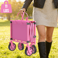 thumbnail image 4 of Yacona Wagons Carts Foldable, 450 lb Capacity Folding Wagon Cart with Wheels for Camping, Garden, Shopping, Pink, 4 of 10