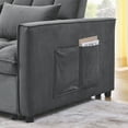 thumbnail image 4 of 3 in 1 Convertible Sofa Bed,Pull Out Couch Velvet Sleeper Sofa with 3-Position Adjustable Backrest,2-Seater Sectional Sofa with 2 Pillows & Two Side Pockets for Living Room, Apartment,Gray, 4 of 7