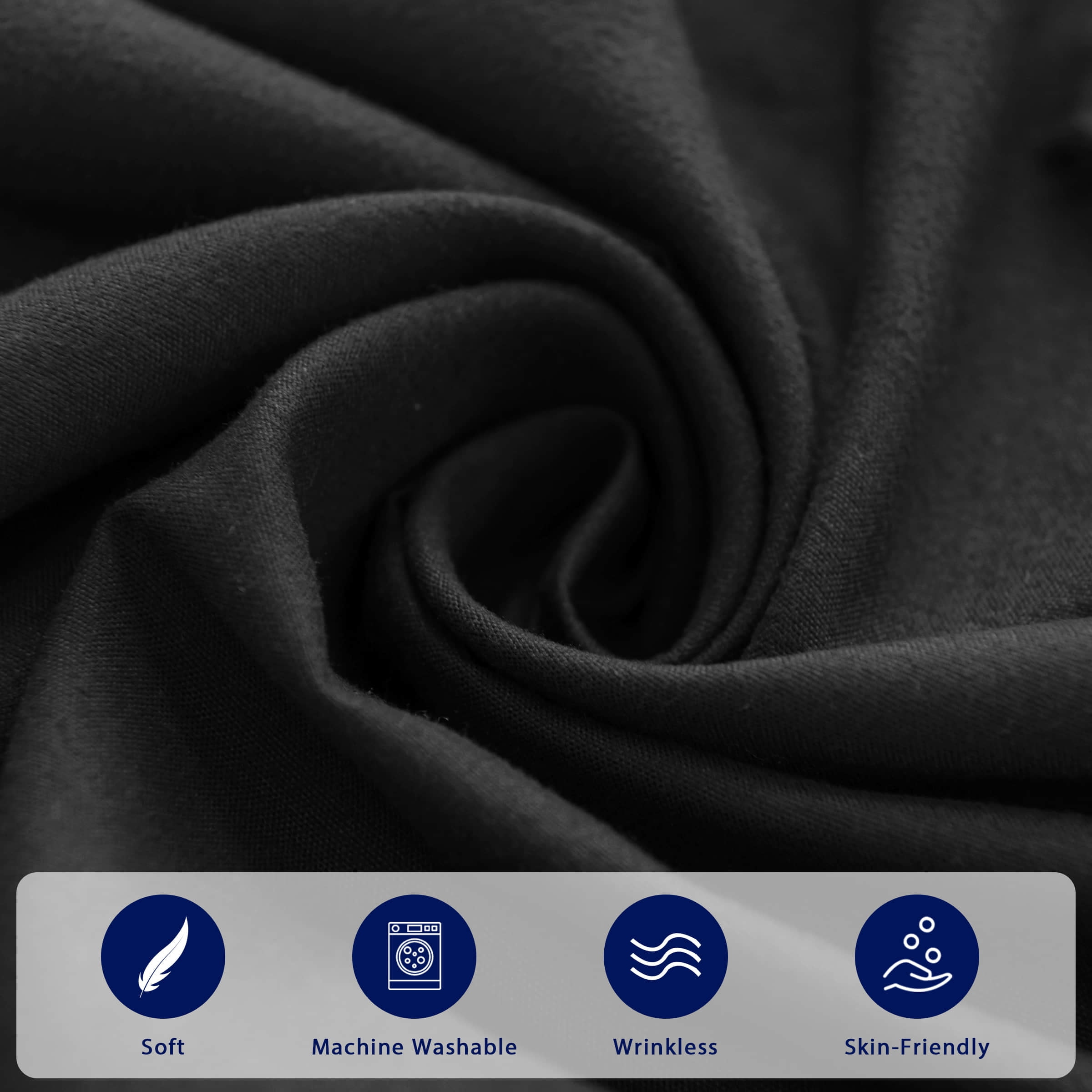 Subrtex Bed Skirt Wrap-Around Dust Ruffle Elastic 16 Inch Bed Cover, King, Black