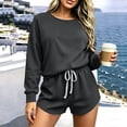 thumbnail image 5 of Ashirexll 2 Piece Sets for Women Solid Color Round Neck Long Sleeve Sweatshirt Top with Elastic Waist Jogger Pants Sporty Set, 5 of 6