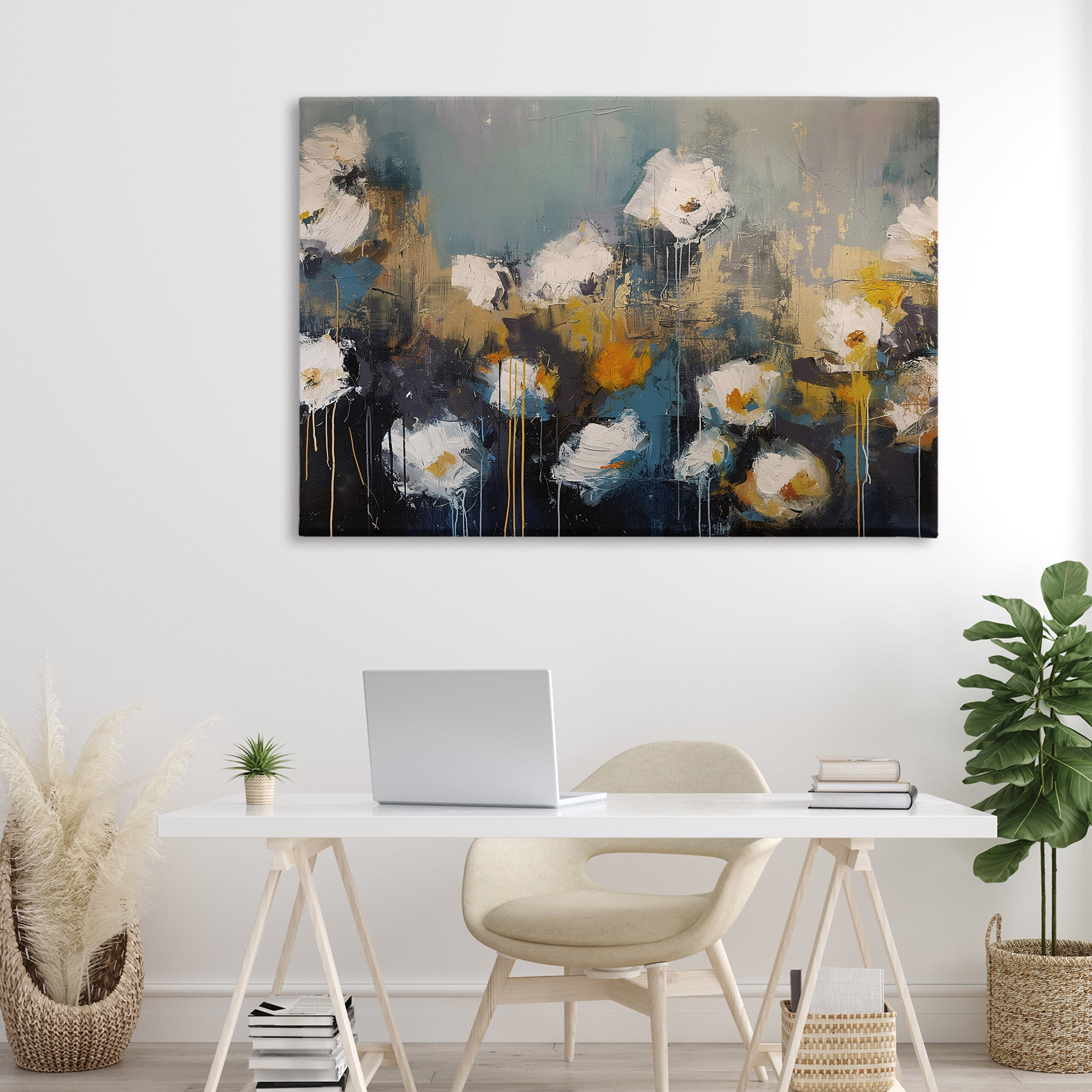 Stupell Industries Contemporary Paint Drip Blossoms Canvas Wall Art, design by Jacky Ngan