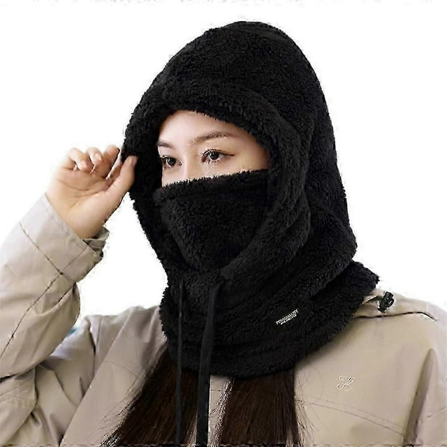 Winter Thermal Fleece Balaclava Scarf Hat for Women Wind-Resistant Ski Snow Face Neck Mask Warmer Snood Hood Cap