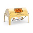 thumbnail image 1 of Ensemble de Buffet à Réchaud, 9QT en Acier Inoxydable Chafer Réchauffeur de Nourriture avec Couvercle en Verre, Bac à Eau, Support et Porte-Carburant, Serveur de Restauration Doré pour Fêtes, Mariages, Hôtels, 1 of 8