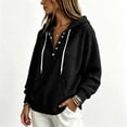 thumbnail image 5 of Ladies Ruched Crochet Hooded Plain Loose Fit Hoods Outfits Sweatshirt for Women Sweater Fall Winter Outfits 2026 Black M, 5 of 6