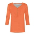 thumbnail image 4 of Orange Women's Long Sleeve T-shirt, Women'S Casual 3/4 Sleeve T Shirts 2025 V Neck Tunic Tops Cute Tees Blouses Loose Fit Business Work Tee Top,Women's Long sleeve T-shirt XL, 4 of 5