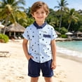 thumbnail image 2 of Luvior Boys’Star Theme Print Casual Outfit Set - Short Sleeve Top and Shorts 2 Piece Set for Outdoor Play, Holiday Wear for Toddlers Ages 1-4, 2 of 9