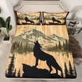 thumbnail image 2 of Homewish Female Men Women Safari Wolf Twin Sheet Sets 3pcs,Jungle Animal Twin Fitted Sheet Microfiber,Vintage Cabin Breathable Flat Sheet,Breathable Home Decor, 2 of 7