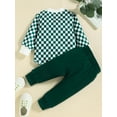 thumbnail image 5 of Qtinghua Newborn Baby Girl Boy Fall Clothes Checkerboard Print Long Sleeve Romper+Long Pants Outfits Dark Green 6-12 Months, 5 of 9