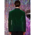 thumbnail image 3 of Unique Bargains Men's Slim Fit Shawl Lapel One Button Wedding Velvet Tuxedo Blazer M Dark Green, 3 of 6