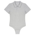 thumbnail image 3 of JanJean Justaucorps à Manches Courtes pour Hommes Col Rabattu une Pièce Chemise Justaucorps sous-Vêtement Gris G, 3 of 7