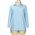 thumbnail image 4 of safuny Women's Blouses Shirts Satin Long Sleeve Button Shirt Casual Office Work Blouse Tops Going Out Holiday T-Shirt V-Neck Solid Color Light Blue M, 4 of 9