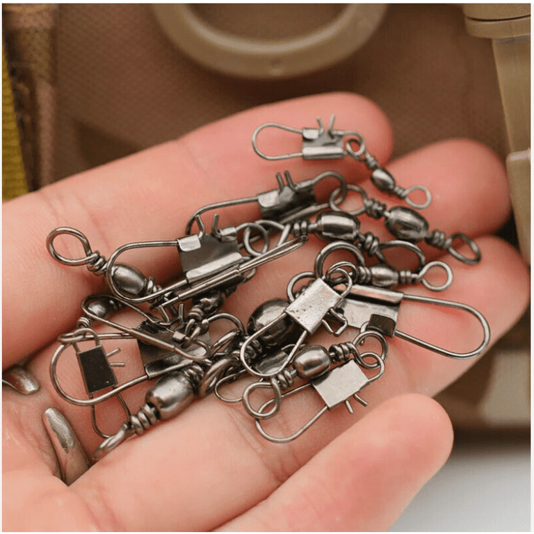 100Pcs Barrel Swivel with Interlock Snap Stainless Steel Cross