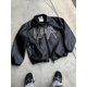 thumbnail image 2 of Chaquetas con estampado de letras retro de hip hop para hombre, chaqueta de cuero sintético a la moda Y2k Harajuku, chaquetas con cremallera de manga larga, abrigo, ropa de calle, 2 of 2