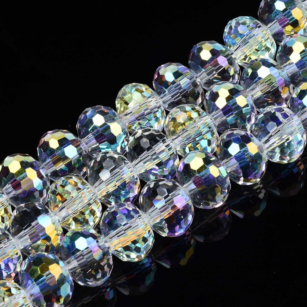 5 strand Electroplate Transparent Glass Beads Strands AB color Plated Faceted Rondelle Clear AB 10x7.5mm Hole: 1.4mm 70pcs/strand 20.87 inch(53cm)