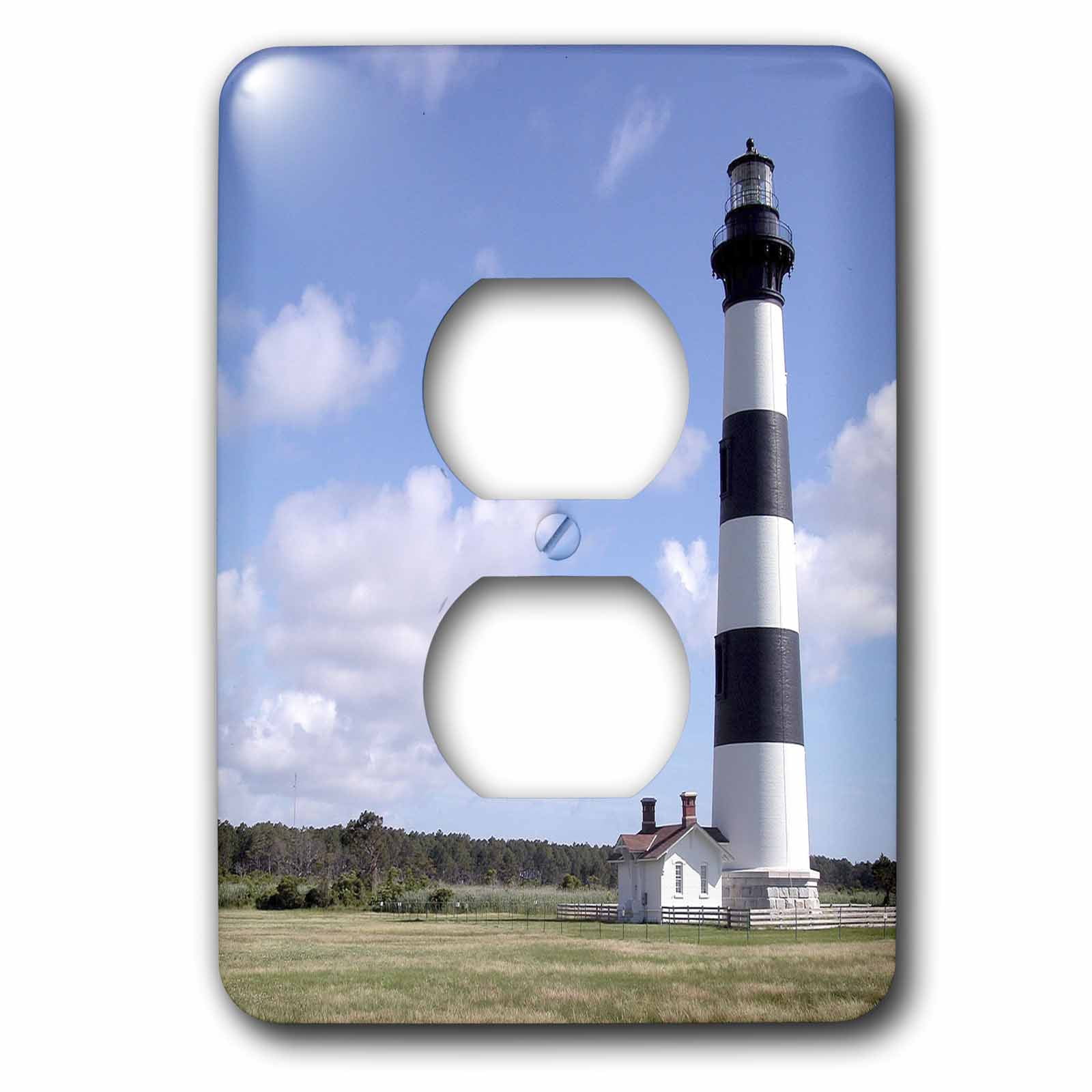 3dRose Bodie Island Lighthouse Water Bottle - 21oz Stainless Steel, Double-Sided Print, With Straw & Carabiner