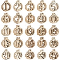 100 Pcs Number Wooden Calendar for Christmas 1-25 Christmas Countdown Advent Calendar 1.3inch wide Wooden Number Pendants for Christmas Tree Decoration