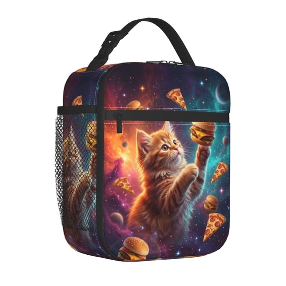 Space Cat Lunch Box Reusable Insulated Lunch Bag Women Men Cooler Tote Bag For Work Picnic Office
