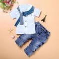 thumbnail image 6 of Odeerbi Baby Boys Clothes Baby Outfits Shirts SetsSet Kids Boys Short Sleeve T-Shirt Tops+Scarf+Trousers, 6 of 9