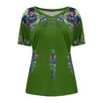 thumbnail image 4 of Blouse Décontractée pour Femme à Col en V avec Imprimé, T-Shirt à Manches Courtes, Hauts d'Été, 4 of 9
