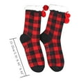 thumbnail image 3 of EnJoCho Women'S Thickened Fleece Lined Socks Autumn Winter Christmas Black Red Plaid Pattern Plush Insulation Anti Slip Floor Socks Ladies Winter Thick Fleece Socks, 3 of 6