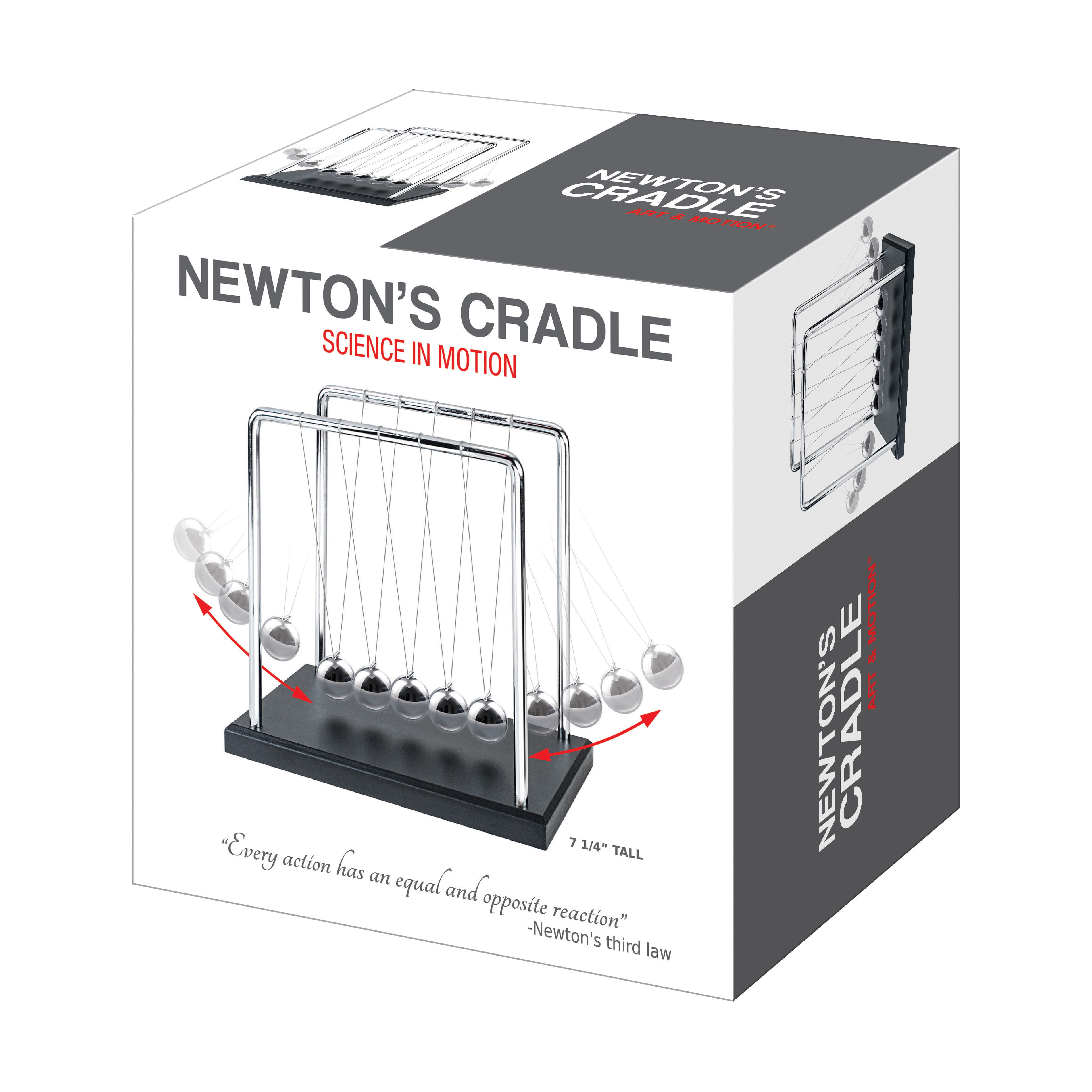 Aryellys Newtons Cradle 5.5 X 5.5 Metal Pendulum Balls with Wood Base Perfect Desk Toys Physics Toys Metal with Wood Base Newton Cradle