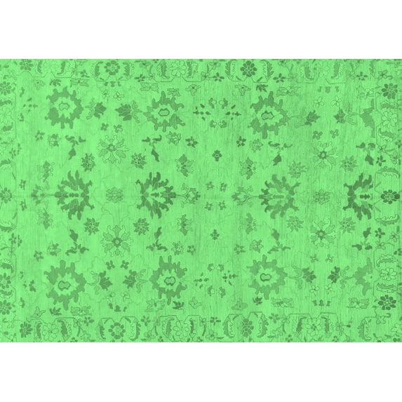 Ahgly Company Indoor Rectangle Oriental Emerald Green Traditional Area Rugs, 7' x 9'
