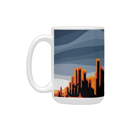 

House Decor Major Canyon Fantastic Shadows and Contrasts with Digital Added Dimesions Blue Orange Ceramic Mug (15 OZ) (Made In USA)