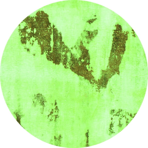 Ahgly Company Indoor Round Abstract Green Modern Area Rugs, 6' Round